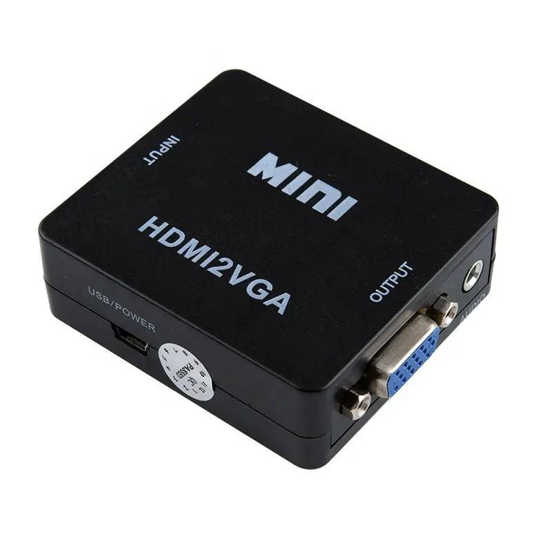 MINI adaptador HDMI a VGA, caja convertidora HD1080P HDMI2VGA con potencia de Audio para Xbox DVD PS3, caja convertidora de proyector