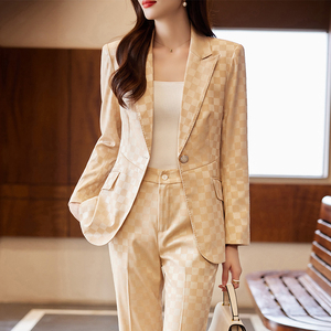 Conjunto de Chaqueta y Pantalón Formal de Negocios para Mujer, Traje de Oficina con Cierre de un Solo Botón y Botón Decorativo, Elegante y Profesional - Product Image 5