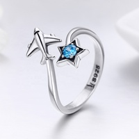 Vente en gros de pierres précieuses étoiles design délicat bleu bague d'articulation pas cher en vrac empilable en vrac minimaliste saphir bagues réglables pour les filles