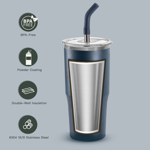 Vaso Térmico <span class=keywords><strong>IDEUS</strong></span> de Doble Tapa con Pajita, Gran Capacidad, Acero Inoxidable 304, Portátil, para Viajes, Aislado para Bebidas Frías y Calientes, Personalizable - Product Image 4