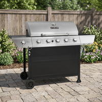 Barbecue de camping commercial d'extérieur avec brûleur latéral, finition en acier inoxydable thermolaqué, certifié CE