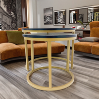 Table basse ronde de luxe moderne avec pied en acier inoxydable doré et dessus en verre convertible assemblage facile pour le salon
