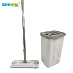 ไม้ถูพื้นแบนหมุนได้สองด้านคงที่และ360องศาพร้อมถังซักด้วยตัวเองและบีบให้แห้งด้วยลวดไนลอนภายใน - Product Image 4