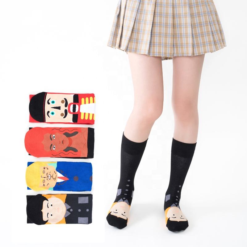 Wholesale Custom Funny Crazied Colorful Funkied Cool Mens Fashion Dress Cotton Socks Crew Happiness Socks for Men