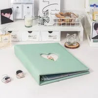 Classeur à anneaux A4 pour photocartes, en cuir PU avec découpe en forme de cœur, porte-photos de 3 pouces, grand album photo, livre de collection de photos d'idols coréens