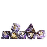 LuxeRoll Lavender Liquid Core Handmade Sharp Edge Resin Dice Set 7Pcs Polyhedral DND Dice for RPG D&D Tabletop Game Custom Dice