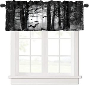 Cortinas Decorativas para Ventana de Cocina con Diseño de Gato Negro de Halloween, Calabaza, Sombrero de Bruja y Escoba, Personalizables - Product Image 6