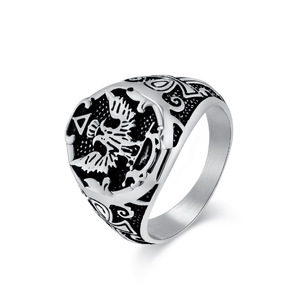 Cross-border retro style double-headed eagle <b>titanium</b> steel domineering men's <b>ring</b>, unique and personalized Anka cross jewelry - Product Image 5
