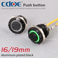 Interrupteurs CDOE CE CCC Rohs 19 mm à bouton-poussoir éclairé, coque noire en alliage d'aluminium, borne à broches, commande de panneau robotique, 5A