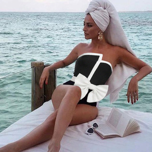 Traje de baño de Bikini conjunto de 2 piezas de talla grande sexy anti-UV respetuoso con el medio ambiente de cintura alta con logotipo personalizado para mujer - Product Image 2