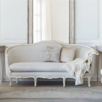 Ensemble de canapés Chesterfield Seraphine en lin gris et bois Gesso avec finition nacré pour salon, meubles de maison