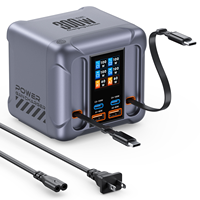 Station de charge de bureau 300W GaN III Pro, chargeur rapide USB-C 6 ports PD3.1 100W avec câble rétractable et écran tactile TFT numérique