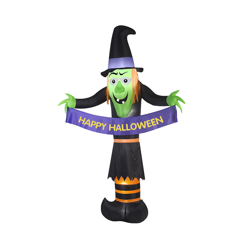 180cm Inflatable Witch With Banner "Happy Halloween" With Wholesale Price