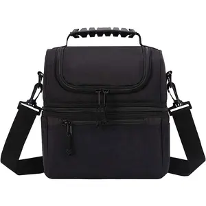 Double Layer Cooler Insulated Lunch Bag Adult Lunch Box Large Tote Bag for Men Women With Adjustable Strap Front Pocket