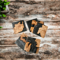 Sous-verres carrés de luxe modernes pour le thé, vente en gros de tapis d'isolation thermique époxy en bois, tampons en bois de résine et tampons en bambou et noyer pour la cuisine