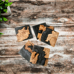 Modern lüks kare çay bardak toptan ahşap epoksi isı yalıtım paspaslar reçine ahşap pedleri ve bambu ceviz pedleri mutfak kullanımı için - Product Image 4