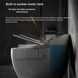 Série <span class=keywords><strong>de</strong></span> luxe Lumière <span class=keywords><strong>de</strong></span> <span class=keywords><strong>toilette</strong></span> domestique moderne Siphon <span class=keywords><strong>de</strong></span> salle <span class=keywords><strong>de</strong></span> bain silencieux en céramique <span class=keywords><strong>de</strong></span> luxe à économie d'<span class=keywords><strong>eau</strong></span> comprenant un siphon en S pour les hôtels - Product Image 3