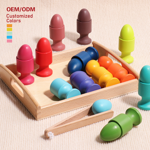 Premium Customizable Wooden Children's <b>Toy</b> Tray with Egg Cups Safe Playware OEM/ODM Eco-Friendly Educational Fun for Kids - Product Image 1