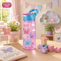 Bouteille d'eau en plastique avec couvercle et design de dessin animé, pour une utilisation en extérieur