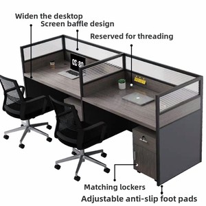 Professional 4 Person <b>Office</b> Cubicle <b>Workstation</b>, Modular Staff Desk with Drawer Storage, Modern Call Center Partition Desk Set - Product Image 5