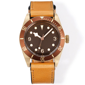 Vintage Bronze Style Men <b>Automatic</b> Watch 43mm Brown Dial Leather Strap Mechanical Retro Luxury <b>Wristwatch</b> - Product Image 2