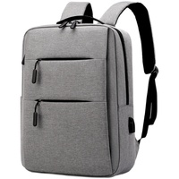 Sac à dos pour ordinateur portable en polyester avec fermeture éclair, couleur unie, taille moyenne, poignée souple, sac à dos pour homme, sac à dos d'école, sac à dos de voyage