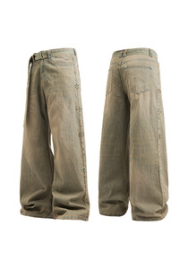 En Stock: Jeans Formales Transpirables de Pierna Recta, Lavado Claro, Algodón, Estilo Vintage, Talla Grande para Hombre, Primavera/Verano - Product Image 2