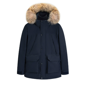 Veste d'hiver en duvet pour homme, vêtements de travail unisexes avec col en fourrure, parka mi-longue épaisse, vêtements de travail chauds - Product Image 3