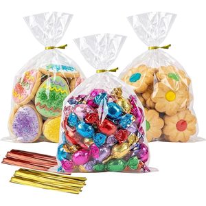 Sacs à friandises en cellophane Morepack 5x7 pouces, 200 pièces avec attaches torsadées, transparents, pour emballage de bonbons, biscuits et fêtes - Product Image 1