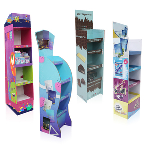 Tùy chỉnh <span class=keywords><strong>Pop</strong></span> tầng tông hiển thị đứng có thể gập lại sàn carton hiển thị giá siêu thị cửa hàng sóng hiển thị kệ - Product Image 3