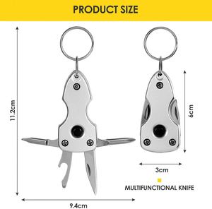 5 in 1 <b>Custom</b> Luxury Multi Tool <b>Keychain</b> Mini Screwdriver Pocket Knife Bottle Opener with Flashlight Waterproof Zinc Alloy Gift - Product Image 3