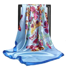 Fashion gorgeous butterfly flying silk satin scarf 90cm large square scarf