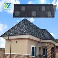Tejas Metálicas con Recubrimiento de Piedra de Color Azul Océano para Decoración de Techos de Edificios, Tipo Teja, Precio Ghana, Venta al por Mayor de Fábrica