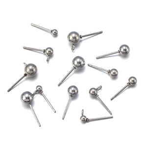 Boucles d'oreilles à billes en acier inoxydable, design simple à perles rondes pour oreilles percées, bijoux de mode unisexes - Product Image 3