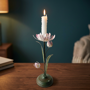 Support de bougie en fer avec pétales roses et tige verte pour la décoration de la maison - Product Image 3