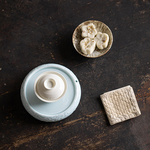 Chinese Retro Round Porcelain <b>Tea</b> Tray With Auspicious Cloud Design Handmade For Kung Fu <b>Tea</b> <b>Set</b> Dry Brewing - Product Image 5