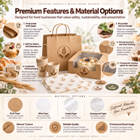 Emballage de boulangerie personnalisé HONPAK avec sac en papier kraft, boîte à gâteau avec fenêtre, gobelets en papier, papier résistant à la graisse et autocollants pour les cafés à emporter