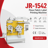 Machine d'impression flexographique haute vitesse JR-1542 pour étiquettes textiles, équipement d'impression de rubans satinés 6 couleurs pour étiquettes de lavage de vêtements