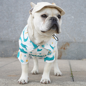 <b>Pug</b> French Bulldog Hawaiian Style Shirt Thin Summer Dog <b>Clothes</b> Alligator Banana Leaves Pattern Casual Pet Apparel - Product Image 2