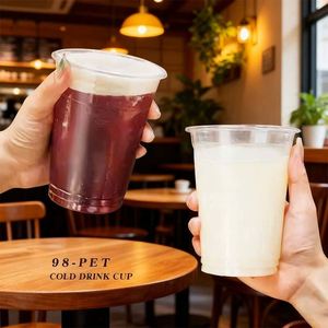 Venta Directa de Fábrica, Vasos de Plástico PET Transparentes Desechables de Pared Simple de 98 Calibres, 16oz/20oz, con Logotipo Personalizado - Product Image 2