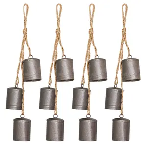 Jute Rope Hanging Wind Chime Wind Chime Gold Metal Bell With Jute Rope Cow Bell Wind Chime Tibetan Home Decor