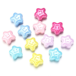 Cuentas Acrílicas Coloridas con Diseño de Cara Feliz, Planas, Redondas, en Forma de Corazón y Estrella, para DIY, Pulseras, Collares, Accesorios para Teléfonos Móviles - Product Image 4