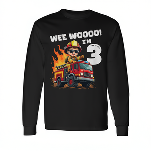 T-shirt à manches longues pour tout-petits Fire Truck Wee Woo 3rd Birthday - Product Image 2
