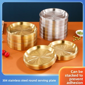 Plateau de barbecue en acier inoxydable 304 de qualité commerciale, multi-couches, jetable, pour la préparation des aliments de fête, <span class=keywords><strong>plat</strong></span> doré épaissi empilable - Product Image 2