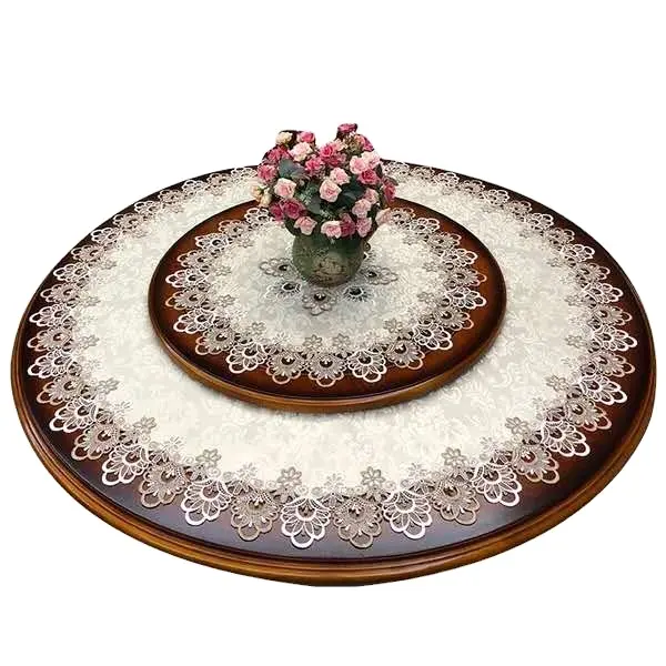 Wholesale lace embroidered table cloth with embroidery and cutwork round table clothes for home weddings decorations