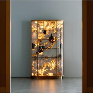 Luxury Modern Curved Glass Wine <b>Cabinet</b> <b>Tall</b> Freestanding High-gloss Eco-friendly Display Storage for <b>Living</b> <b>Room</b> Ze-260156 - Product Image 3