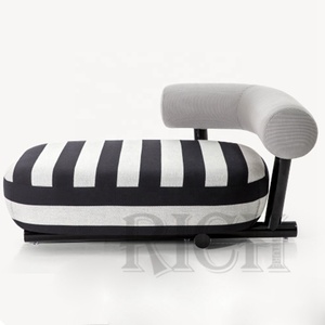 Petite chaise nordique pour salon, meuble d'intérieur français à rayures noires et blanches, petite chaise de salon, design moderne - Product Image 5