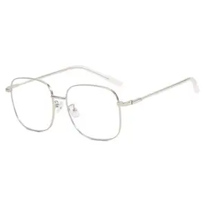金属电脑眼镜架新款女性蓝光阻挡眼镜大框方形时尚素色镜片