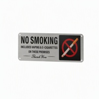 Placa de advertencia personalizada de color plateado para espacios públicos y locales comerciales, prohibido fumar, con orificios preperforados, para uso en interiores y exteriores