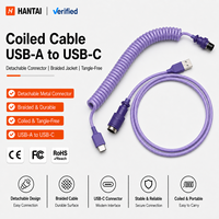 Câble de clavier mécanique Pastel Rainbow USB-A vers USB-C, spirale, détachable, connecteur Aviator pour ordinateur, conducteur en cuivre pur